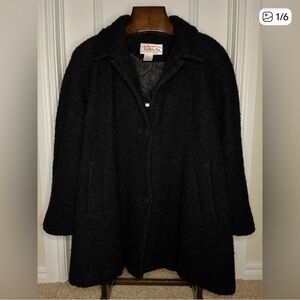 Talbots Women’s Size 12 Black Wool Boucle Fuzzy Winter Coat Jacket
